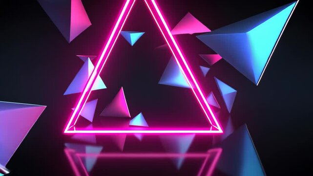 Neon shapes form an abstract background, featuring luminous neon shards for a striking effect, Ai Generated