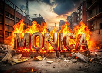 Monica's burning name brands her urban exploration; her flame art, inferno photography, blaze.