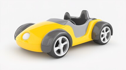 Bright Grey Children's Roadster Toy Car with Playful Design, Isolated PNG for Crafting and Digital Projects. Fun and Stylish Mini Car for Kids, Ideal for Clipart, DIY, and Graphic Design.