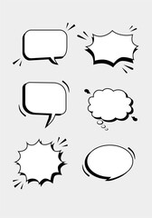 Variation empty comic speech bubbles Free vector Hand drawn Speech bubble vector with white background

