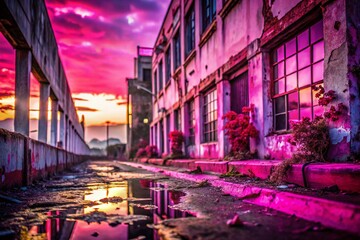Fototapeta premium Urban Exploration: Pink Glossy Gradient Background - Abstract Cityscape Photography