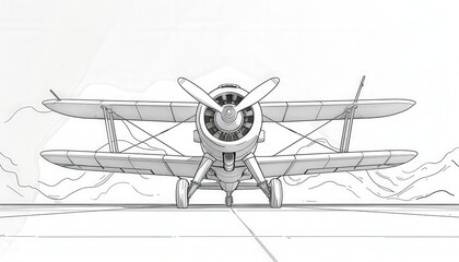 A vintage biplane sketch perfect for aviation enthusiasts. Ideal for posters, t-shirts, and website designs related to aircraft or history.