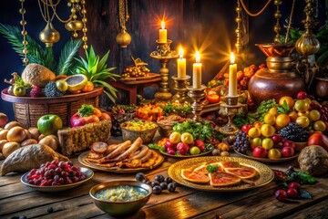 Savory pirate bounty: stunning food photography unveils a royal feast.