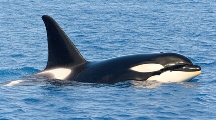 Fototapeta premium A close-up view of an orca swimming in the ocean.