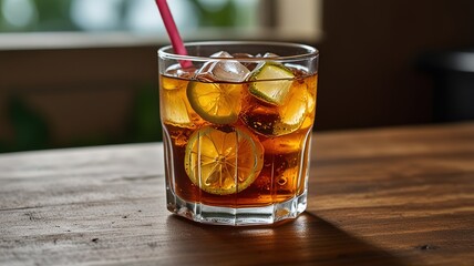 Traditional iced tea with lemon and mint