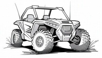 Monochrome off-road vehicle illustration ideal for apparel prints posters and stickers. Captures the spirit of adventure and rugged terrain exploration.