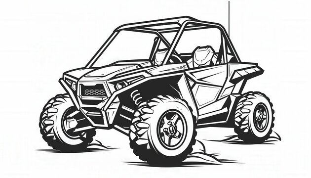 A monochrome illustration of a rugged off-road buggy ideal for automotive designs extreme sports branding or adventure-themed projects.