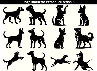Set of Dog Silhouette Vector Illustration