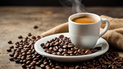 Coffee on caffe background