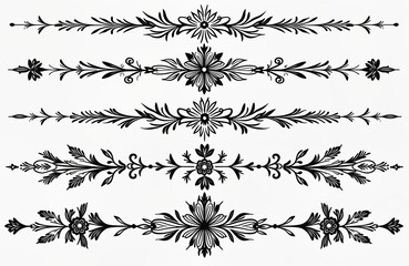Elegant black floral ornament design. Ornate plant pattern in vintage style. Decorative element for cards fliers. Beautiful black, white illustration. Stylish graphic design. Printable pattern. Great