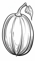 Hand-drawn pumpkin illustration ideal for autumn designs, menus, or Thanksgiving projects.  Its detailed lines capture the essence of the season.