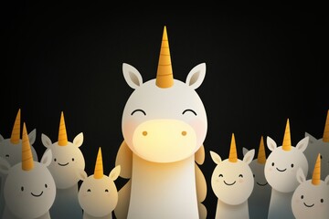 Adorable Unicorn Character Pattern on Dark Background with Playful Whimsical Vibes