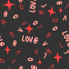 Word love hand written doodle seamless pattern background design for valentines day.