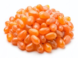 Fototapeta premium Vibrant Peach Jelly Beans Isolated on Transparent Background - Perfect for Food Photography & Design Projects
