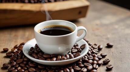 Coffee on caffe background