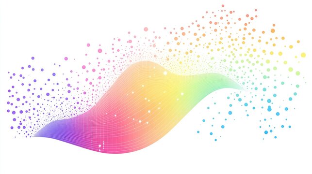 an abstract scatter plot clipart, statistical analysis element, artistic style, rainbow gradient, isolated on white background