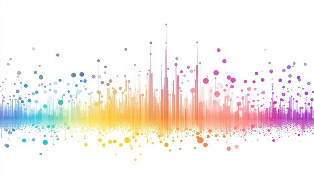 an abstract scatter plot clipart, statistical analysis element, artistic style, rainbow gradient, isolated on white background