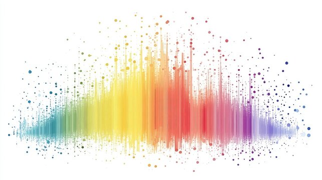 an abstract scatter plot clipart, statistical analysis element, artistic style, rainbow gradient, isolated on white background