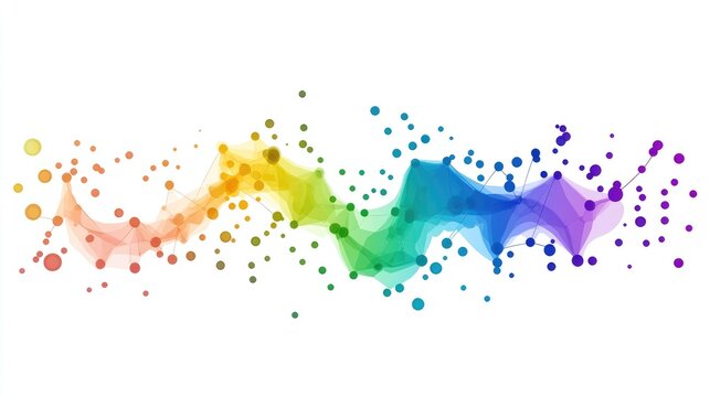an abstract scatter plot clipart, statistical analysis element, artistic style, rainbow gradient, isolated on white background