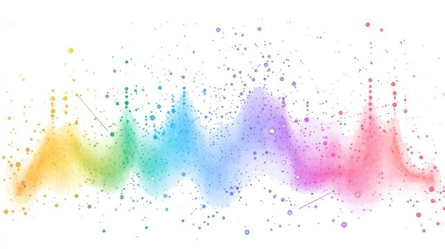 an abstract scatter plot clipart, statistical analysis element, artistic style, rainbow gradient, isolated on white background
