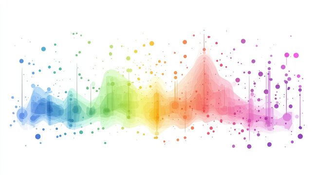 an abstract scatter plot clipart, statistical analysis element, artistic style, rainbow gradient, isolated on white background