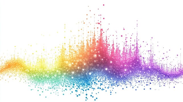 an abstract scatter plot clipart, statistical analysis element, artistic style, rainbow gradient, isolated on white background