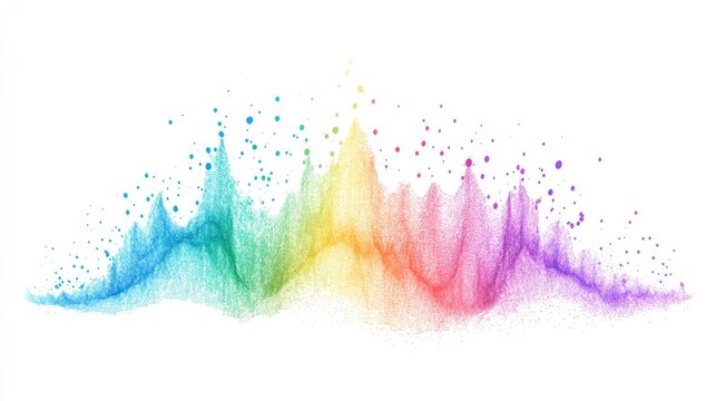 an abstract scatter plot clipart, statistical analysis element, artistic style, rainbow gradient, isolated on white background