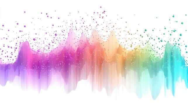 an abstract scatter plot clipart, statistical analysis element, artistic style, rainbow gradient, isolated on white background