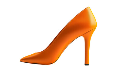 Obraz premium Elegant Bright Orange High Heel Shoe on Transparent Background