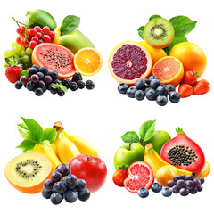 Photorealistic Fresh Fruits Isolated on White backgrounds
