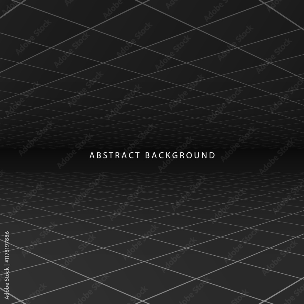 Poster abstract futuristic dark gray background with perspective. black tile floor copy space - geometric i