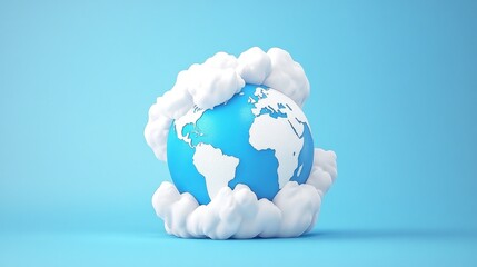 Obraz premium A globe surrounded by fluffy clouds, symbolizing the environment.