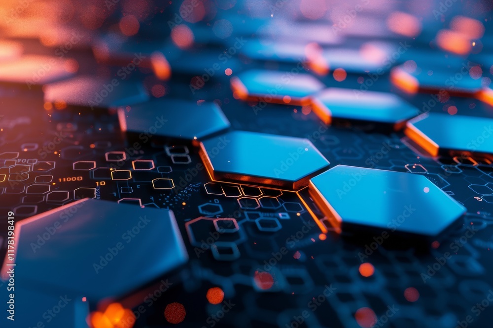 Poster explore the intricate patterns of an abstract hexagon background, showcasing vibrant colors and digi