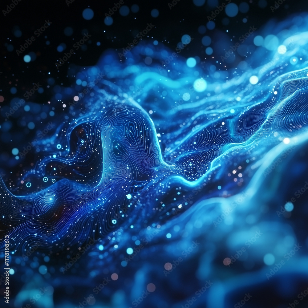Poster quantum computer technologies concept. futuristic blue circuit board background vector. modern techn