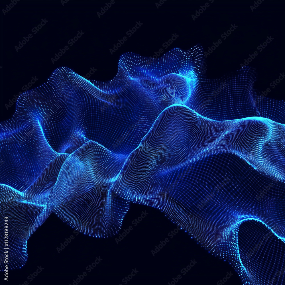Poster digital technology background. digital data dots blue pattern pixel background