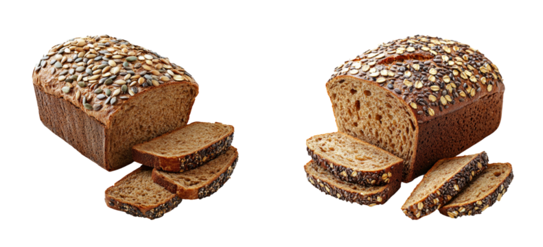 Freshly Baked Whole Grain Bread Loaf with Seeds