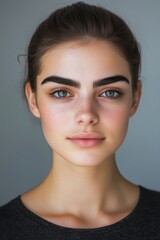 Naklejka premium Gorgeous israeli young woman looking at the camera on gray background 