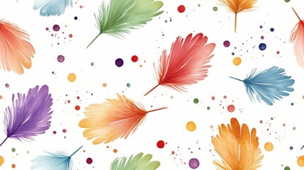Obraz premium Colorful Abstract Pattern with Artistic Feathers and Dots for Creative Background Design