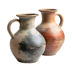 Levantine Pottery Water Jugs Isolated on Transparent Background