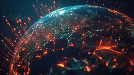 Global social media network, Digital world map with users worldwide connections 