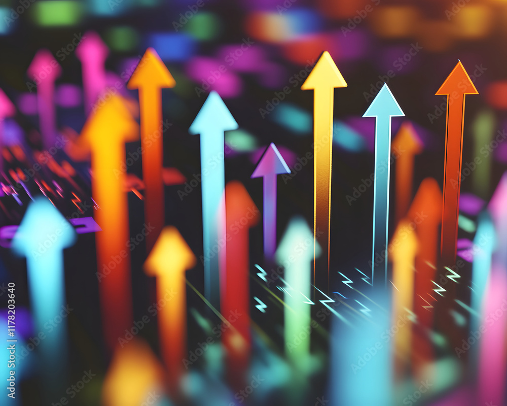 Poster abstract representation of multiple upward trending arrows