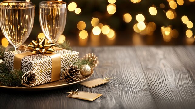 Dining table with decor items, discount tags, festive sale vibe