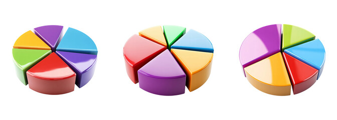 Obraz premium Colorful Pie Charts on Transparent Background