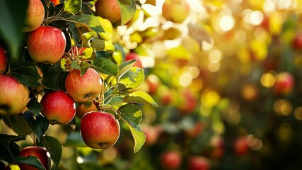 Abundant apple harvest in a sunlit orchard showcasing ripe red apples ready for picking