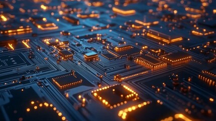Obraz premium Glowing Circuit Board Digital Technology