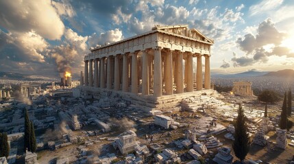 Obraz premium Cloudy Skies Over Modern Architecture