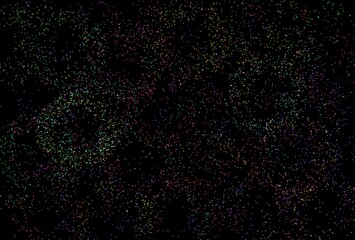 Illustration of colorful fireworks exploding in the night sky against a black background.