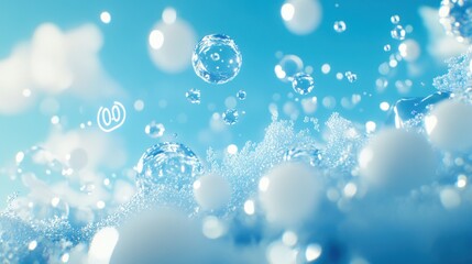 Sparkling water bubbles and foam texture.