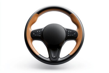 Steering wheel with a brown leather cover