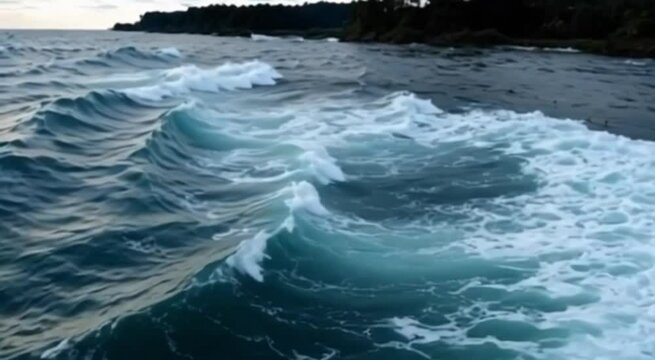 Gelombang air sungai dan laut bertemu satu sama lain saat pasang dan surut. Pusaran udara pusaran udara dari Saltstraumen, Nordland, Norwegia generative ai.